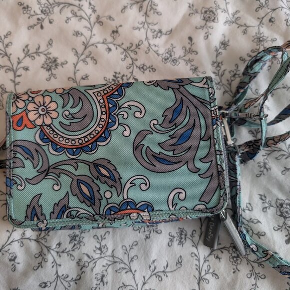 Vera Bradly, Crossbody wallet, blue/green paisley - Picture 2 of 5